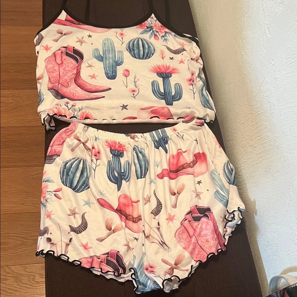 #1297=Cactus & Cowboy Hat One Piece Set Pj - Picture 1 of 12